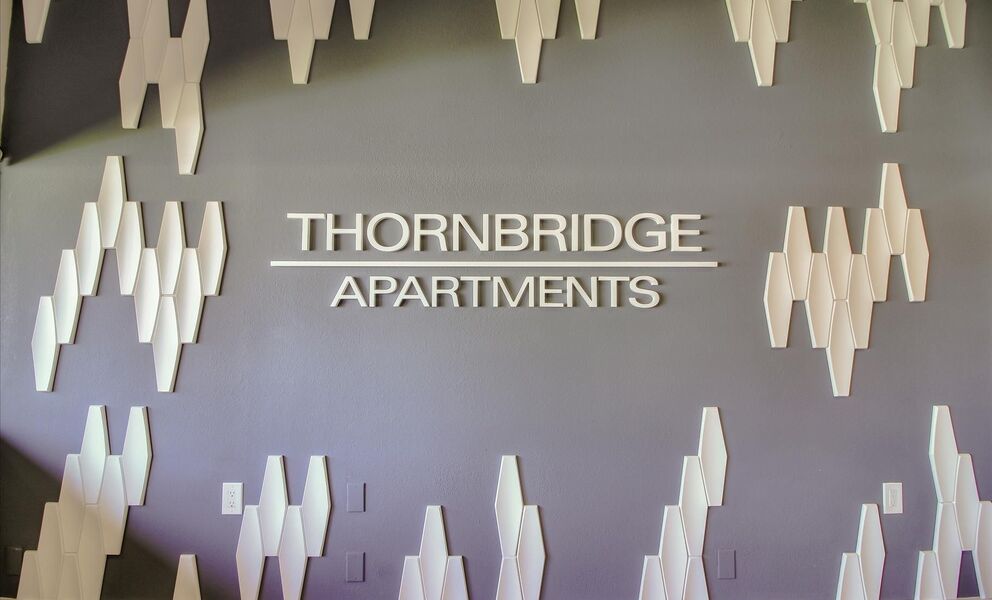 Image of the Thornbridge monument sign in the leasing office.