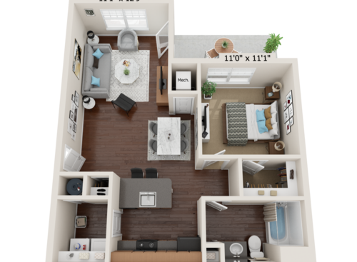 The East: Beds - 1: Baths - 1: SqFt Range - 707 to