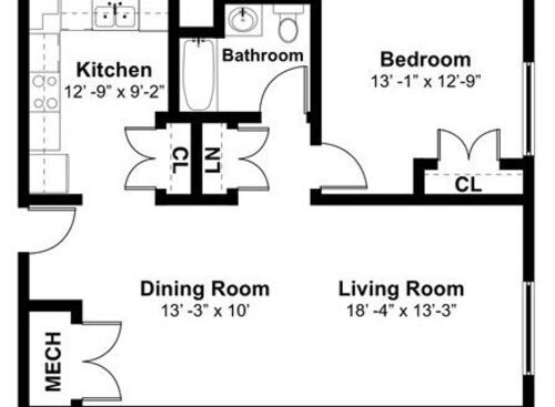 1 Bedroom: Beds - 1: Baths - 1: SqFt Range - 770 to 770