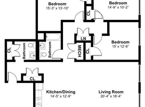 3 Bedroom: Beds - 3: Baths - 2: SqFt Range - 1588 to 1588