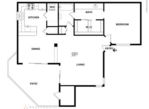 A Plan: Beds - 1: Baths - 1: SqFt Range - 830 to 830