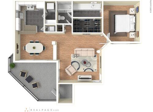 A Plan: Beds - 1: Baths - 1: SqFt Range - 830 to 830