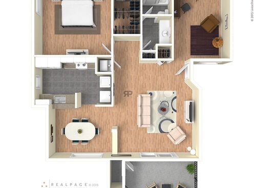 A Plan: Beds - 1: Baths - 1: SqFt Range - 965 to 965