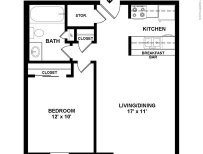 1 Bedroom: Beds - 1: Baths - 1: SqFt Range - 575 to