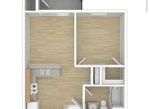 One Bedroom: Beds - 1: Baths - 1: SqFt Range - 524 to 524