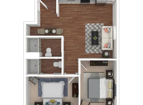 The Allegheny : Beds - 2: Baths - 2: SqFt Range - 535 to 535