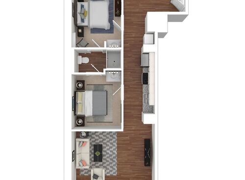 The Allegheny : Beds - 2: Baths - 1: SqFt Range - 553 to 553