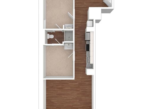 The Allegheny : Beds - 2: Baths - 1: SqFt Range - 553 to 553