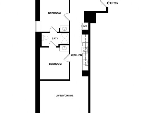 The Allegheny : Beds - 2: Baths - 1: SqFt Range - 553 to 553