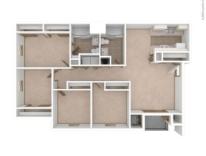 4x2 3D Floor Plan