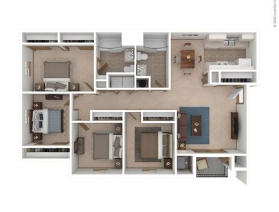4x2 3D Floor Plan