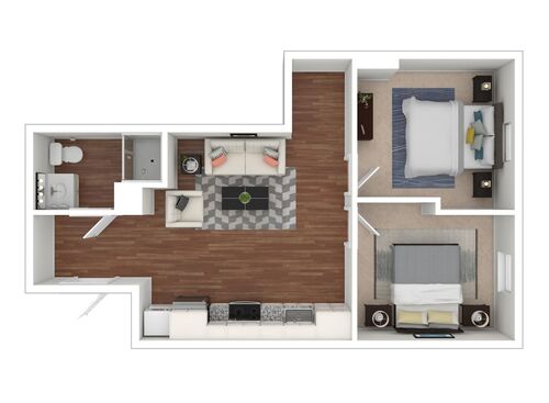 The Allegheny : Beds - 2: Baths - 1: SqFt Range - 690 to 690