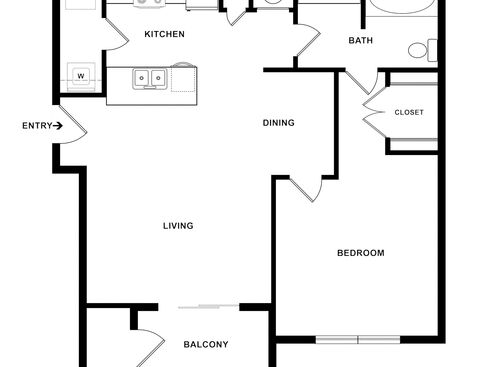The Bronson: Beds - 1: Baths - 1: SqFt Range - 809 to 809