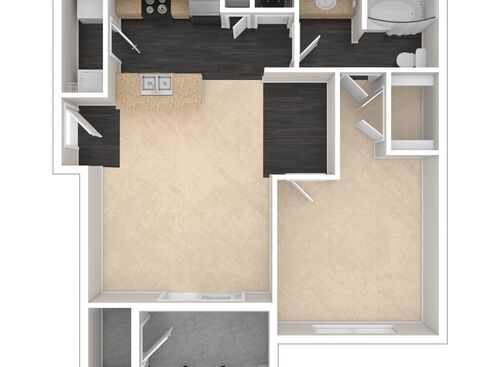 The Bronson: Beds - 1: Baths - 1: SqFt Range - 809 to 809