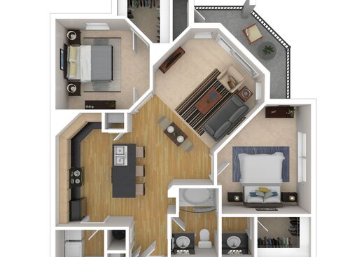 The Bronson: Beds - 2: Baths - 1: SqFt Range - 1001 to 1001