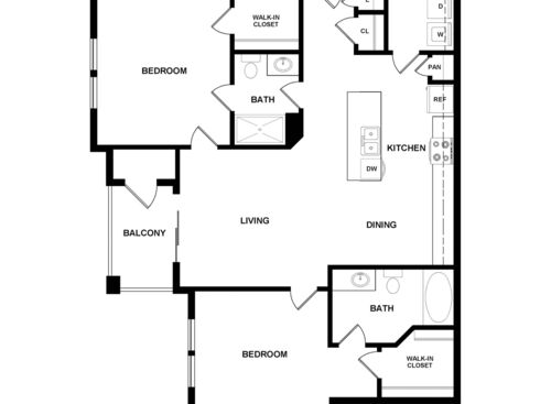 The Bronson: Beds - 2: Baths - 2: SqFt Range - 1126 to 1126