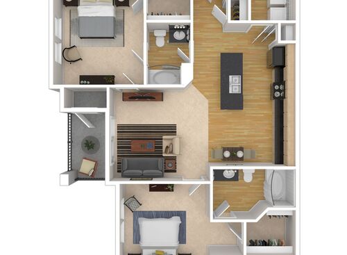 The Bronson: Beds - 2: Baths - 2: SqFt Range - 1126 to 1126