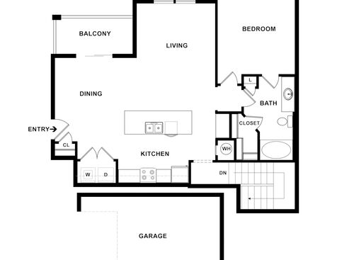 The Bronson: Beds - 1: Baths - 1: SqFt Range - 1019 to 1019
