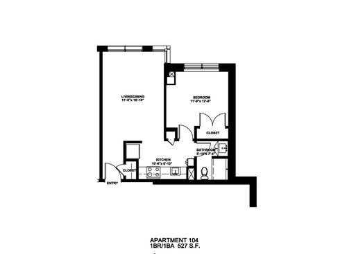 1 Bedroom: Beds - 1: Baths - 1: SqFt Range - 510 to 510