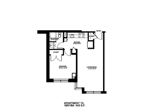 1 Bedroom: Beds - 1: Baths - 1: SqFt Range - 510 to 510