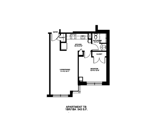 1 Bedroom: Beds - 1: Baths - 1: SqFt Range - 510 to 510