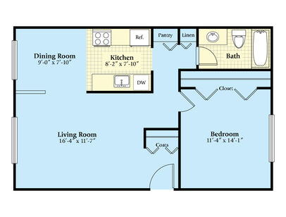 The Executive (with Den): Beds - 1: Baths - 1: SqFt Range - 745 to 745