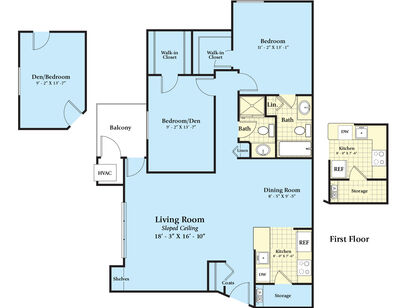 The Aspen: Beds - 2: Baths - 2: SqFt Range - 1100 to 1100