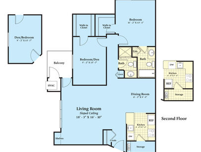 The Aspen: Beds - 2: Baths - 2: SqFt Range - 1100 to 1100