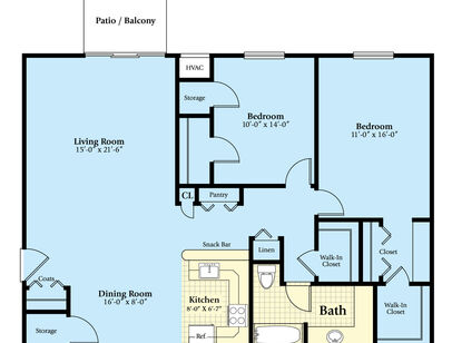 The Heritage: Beds - 2: Baths - 1: SqFt Range - 1105 to 1105