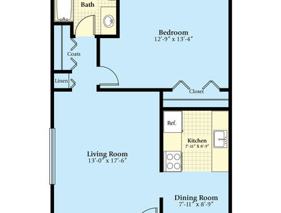The Aldridge: Beds - 1: Baths - 1: SqFt Range - 735 to 735