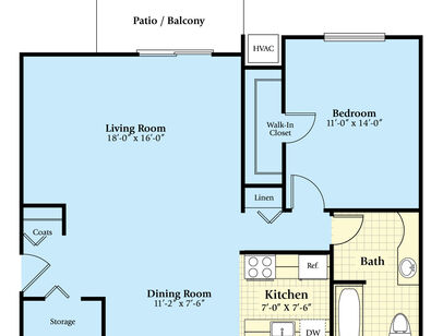 The Arlington: Beds - 1: Baths - 1: SqFt Range - 815 to 815