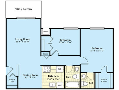 The Arlington: Beds - 2: Baths - 1.5: SqFt Range - 850 to 850
