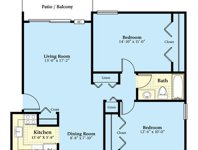 The Adams: Beds - 2: Baths - 1: SqFt Range - 860 to 860