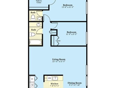 The Ashland: Beds - 2: Baths - 1.5: SqFt Range - 1050 to 1050