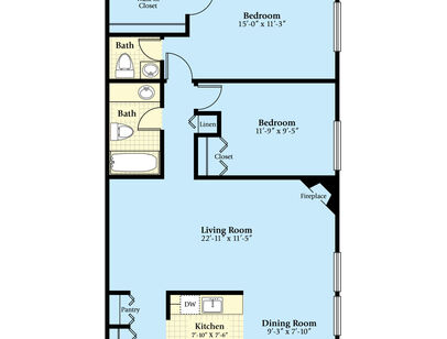 The Ashland: Beds - 2: Baths - 1.5: SqFt Range - 1050 to 1050