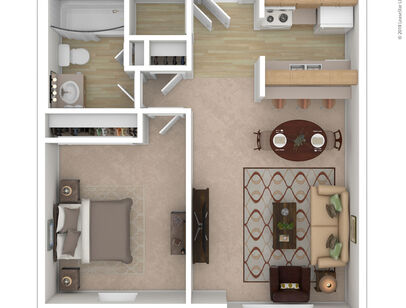 1 BA: Beds - 1: Baths - 1: SqFt Range - 546 to 546