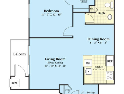 The Aspen: Beds - 1: Baths - 1: SqFt Range - 794 to 794