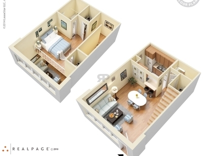 Skyview Terrace - One Bedroom Townhouse - 1 bed - 1.5 bath - 796 sf