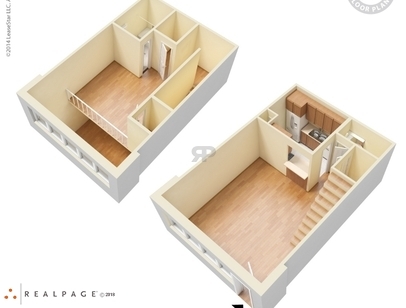 Skyview Terrace - One Bedroom Townhouse - 1 bed - 1.5 bath - 796 sf