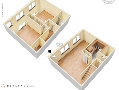 Skyview Terrace - Two Bedroom Town - 2 bed - 1.5 bath - 1014 sf