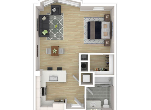 1A-1  1X1 Bay: Beds - Studio: Baths - 1: SqFt Range - 553 to 553