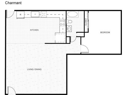 Charmant: Beds - 1: Baths - 1: SqFt Range - 750 to 750