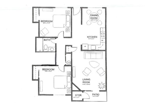 2x1 Standard: Beds - 2: Baths - 1: SqFt Range - 915 to 915
