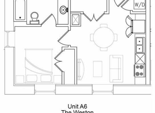 The Weston- a: Beds - 1: Baths - 1: SqFt Range - 525 to 525
