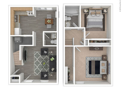 2 Bedroom Garden: Beds - 2: Baths - 1.5: SqFt Range - 945 to 945