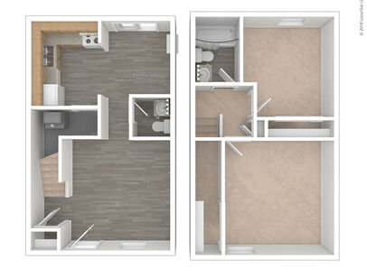 2 Bedroom Garden: Beds - 2: Baths - 1.5: SqFt Range - 945 to 945