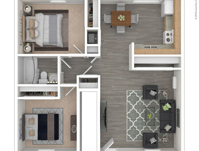 2 Bedroom Garden: Beds - 2: Baths - 1: SqFt Range - 802 to 802