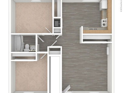 2 Bedroom Garden: Beds - 2: Baths - 1: SqFt Range - 802 to 802