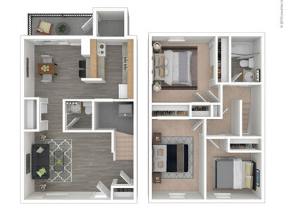 2 Bedroom Garden: Beds - 3: Baths - 1.5: SqFt Range - 1073 to 1073