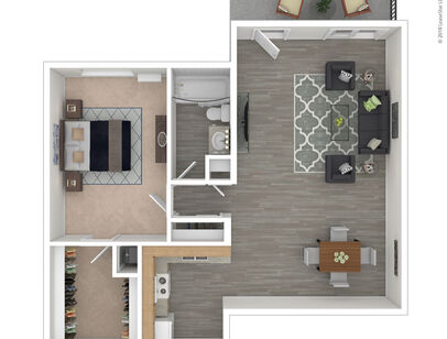 2 Bedroom Garden: Beds - 1: Baths - 1: SqFt Range - 857 to 857